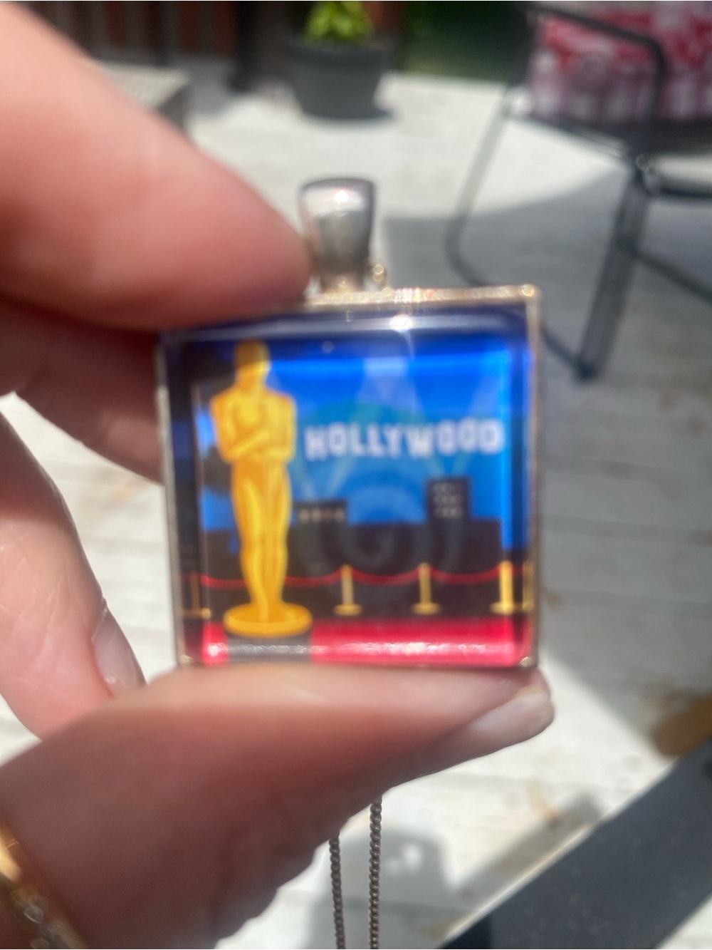 Hollywood Oscar Pendant Necklace with clear Crystal Charm - Picture 5 of 8